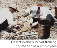 Desert island survival training course for new employees